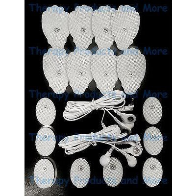 PAIR 4 WAY ELECTRODE CABLES(3.5mm)+ 8LG+8SM OVAL PADS compatible w/ OMRON PM3030