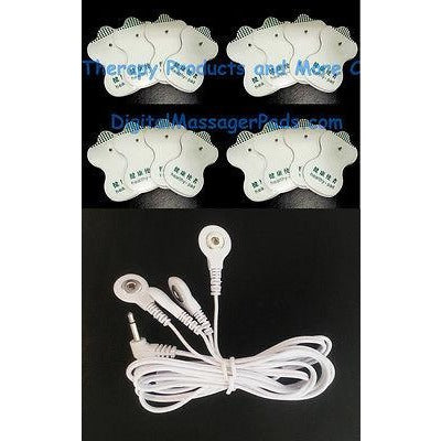 OMRON COMPATIBLE ELECTRODES MASSAGE PADS (16) WITH 3.5mm QUAD 4 SNAP LEAD CABLE