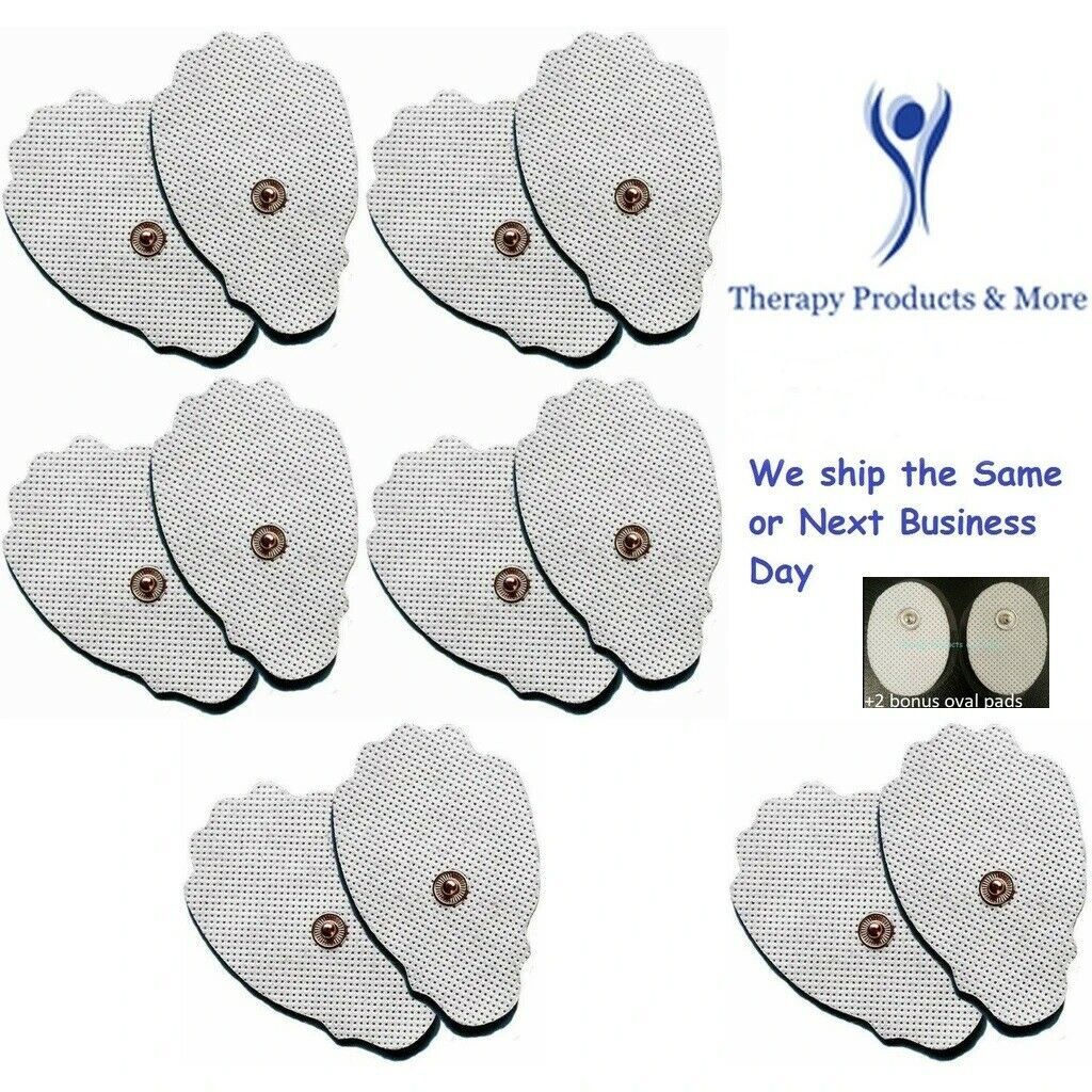 12 Replacement Massage Pad Snap Electrodes for TENS Digital Pulse Massager + Bonus