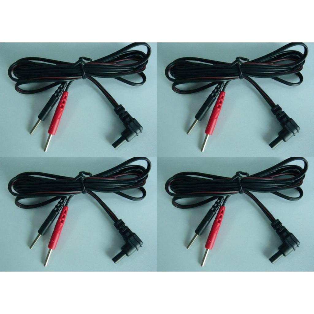 4 TENS Unit Lead Wires FOR INTENSITY 10 TENS 3000 7000 iReliev ET-7070 ET-1313