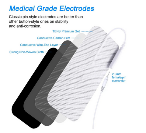 RECTANGULAR WIRED ELECTRODE PADS 2.5"x1.7" (16) FOR TENS DIGITAL ELECTRIC MASSAGER