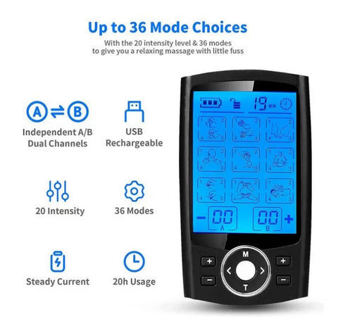 + Bonus-36 Mode Tens Muscle EMS Massager Therapy Electric Stimulator US