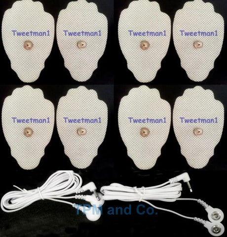 Electrode Lead Cables 3.5mm Plug Pair with 8 Massage Pads for Digital Massager