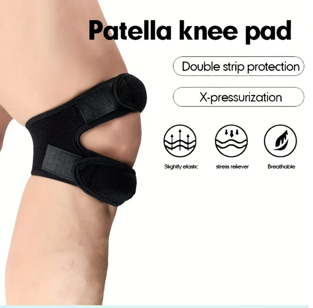 Patella Knee Strap Support- Double Belted Support Protection-Black