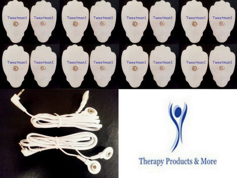 Electrode cables (2.5mm) dual snap (2) with 16 Tens Massager Massage Pads