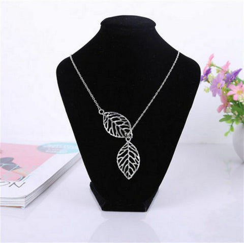 USA Cute Leaf Lariat Necklace Charm Boho Bohemian Womens Chain Choker Silver