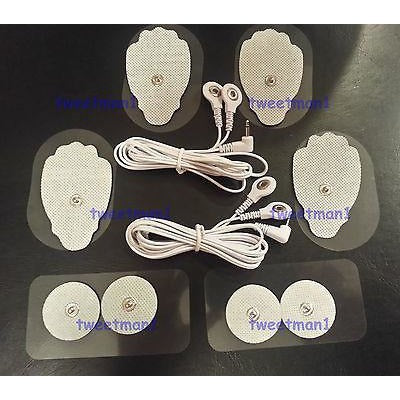 2 Electrode cables (2.5mm) + 4 LG, 4 SM pads for Health Herald Digital Massager