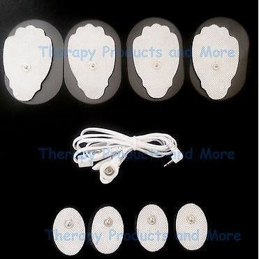 ELECTRODE LEAD CABLE(2.5mm) + PADS (4 LG + 4 SM OVAL)ELECTRIC MASSAGER TENS EMS