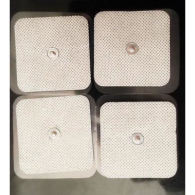 SQUARE SNAP ELECTRODE MASSAGE PADS (4) FOR DIGITAL MASSAGER, TENS, EMS