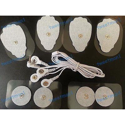 ELECTRODE LEAD CABLE (3.5mm)+ 4 LG, 4 SM REPLACEMENT MASSAGE THERAPY PADS TENS