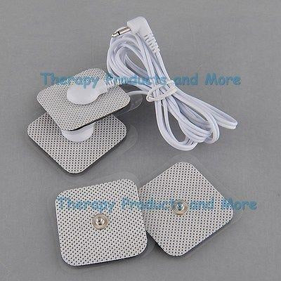 Square Shaped Electrodes (4) + 3.5mm Plug Cable for Digital Massage and TENS