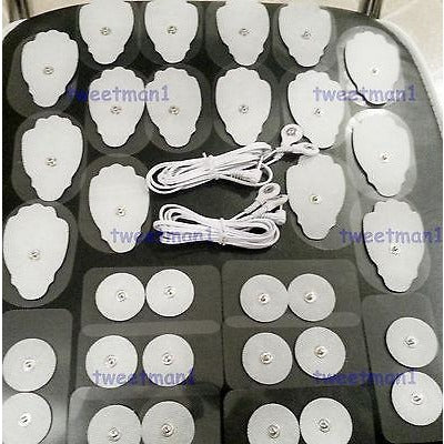 2 DUAL SNAP ELECTRODE CABLES (2.5mm)+(16Lg + 16Sm)MASSAGE PADS FOR ELIKING UNIT