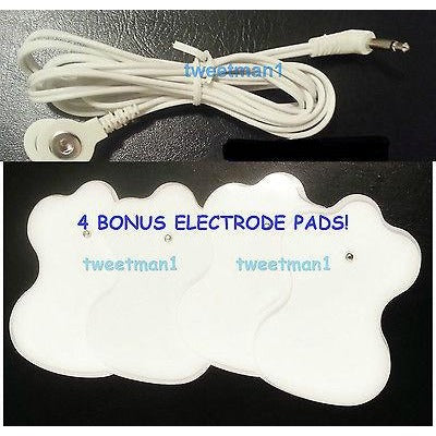 +BONUS PADS!+ ELECTRODE LEAD WIRE Cable 2.5mm for Digital Massager TENS Snap