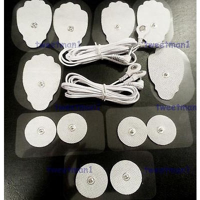 2 ELECTRODE DUAL SNAP LEAD WIRES- 3.5mm Plug+(6LG + 6SM)Massage Electrode Pads