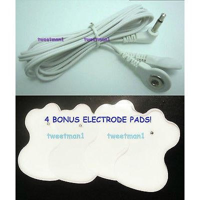 2 Electrode Lead Wire with Bonus Pads Cables 3.5mm for Digital Massager TENS Snap