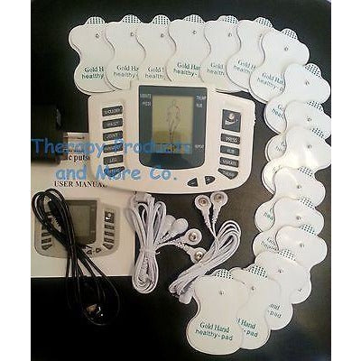 Full Body TENS Massager with Dual and Quad Cable 16 Pads AC Adapter + Bonus