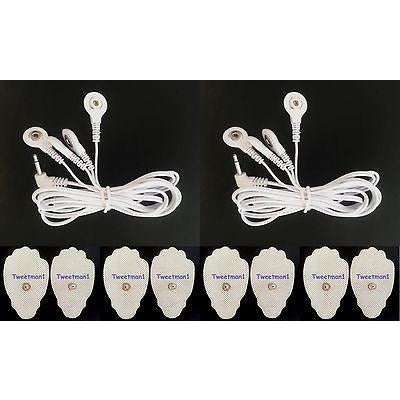 2 COMPATIBLE OMRON PM3030, HV-F127, HV-F128 ELECTRODE WIRES (4 SNAP) w/ 8 PADS