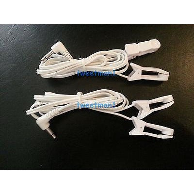 EAR CLIP/CLAMP ELECTRODES w/3.5mm Plug Set of 2 Lead Cables for Digital Massager