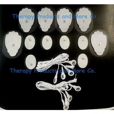 PAIR 4 WAY ELECTRODE CABLES(3.5mm)+ 6LG+6SM OVAL PADS for EROSTEK ESTIM TENS