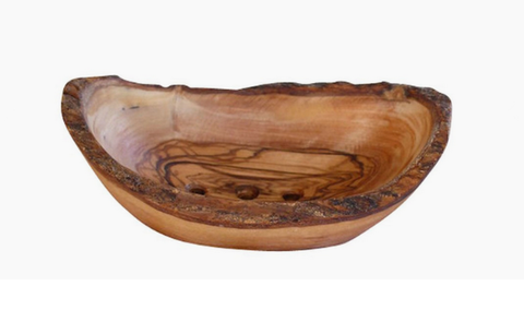 Soap Dish Olive Wood Soap Bowl 5 to 6 inches Long With 3 Holes Made in Germany