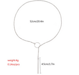 Lariat Necklace Long Thin Chain Simple Delicate Dainty Circle Y Drop Silver or Gold