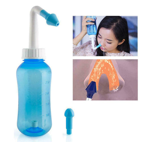 300ml Nasal Wash Neti Pot Sinus Allergies Relief Nose-Clean Rinse-Bottle 