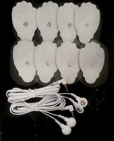 2 Electrode Lead Cables (3.5mm Plug)+ 8 Massage Pads for TENS Massager