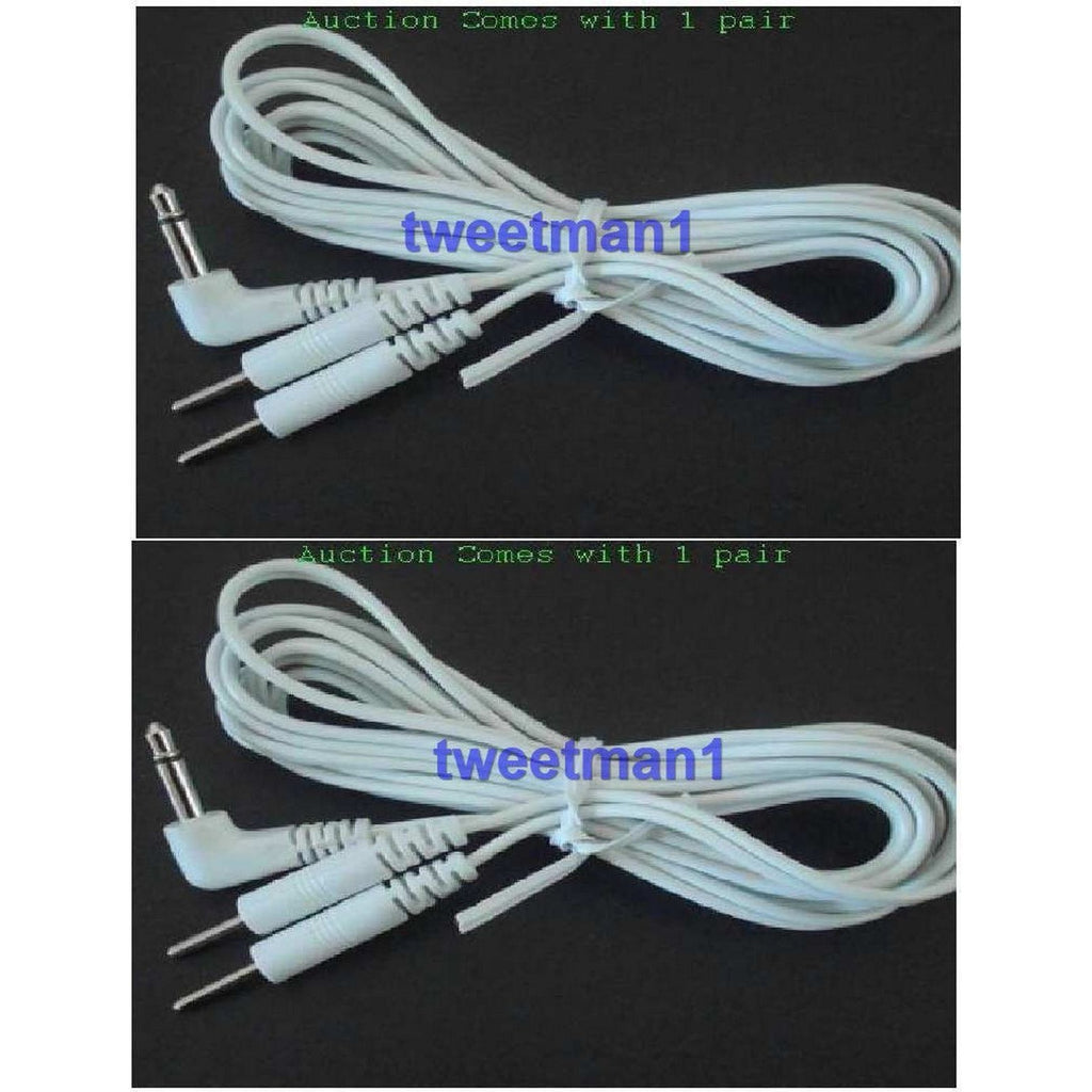 2 ELECTRODE LEAD WIRES CONNECTOR CABLES(3.5mm PLUG)FOR TENS ESTIM UNIT MASSAGER