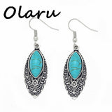 Tibet Trendy Stone Owl Anchor Elephant Tower Drop Earrings Jewelry For Woman