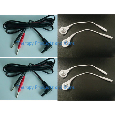 2 Electrode Cables for EMSI-2000 2001 2500 5000 Massagers-Use Snap OR Pin Pads!